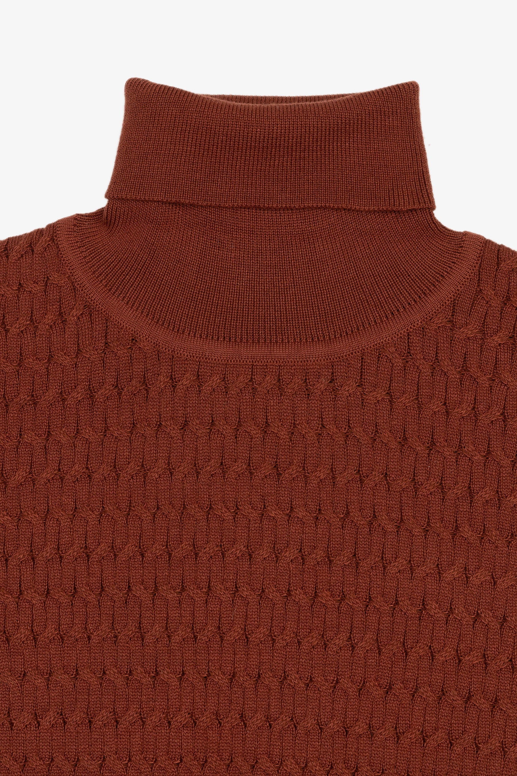 Maglia dolcevita a treccina coccio-Dan John