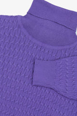 Maglia dolcevita a treccina viola-Dan John