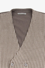 Dove gray houndstooth double-breasted waistcoat