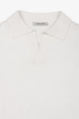 Cream open-neck knitted polo shirt