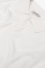 Cream open-neck knitted polo shirt