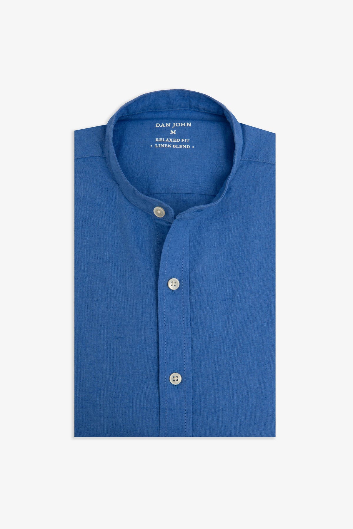 Camicia coreana misto lino azzurra